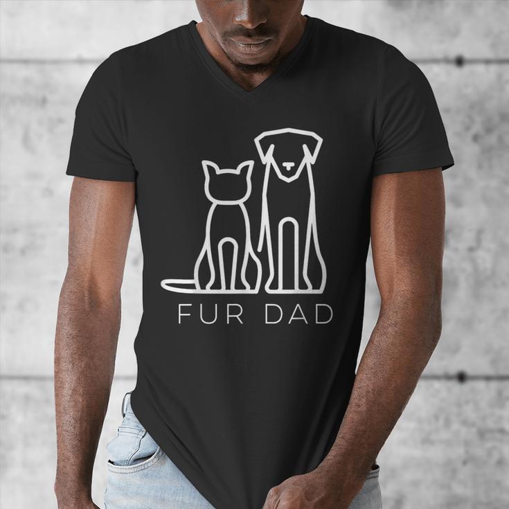 Fur Dad Pet Lover Cat Dog Dad Husband Fathers Day Wife Men's V-Neck T-Shirt