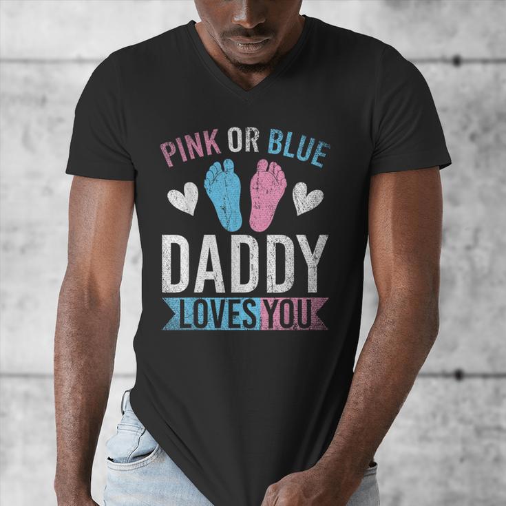 Future Dad Pink Or Blue Daddy Loves You Gender Reveal Men's V-Neck T-Shirt