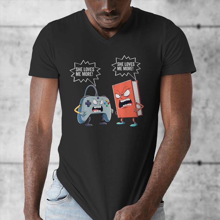 Gamer Book Lover Girl Women Bookworm Video Gaming Daughter Men's V-Neck T-Shirt