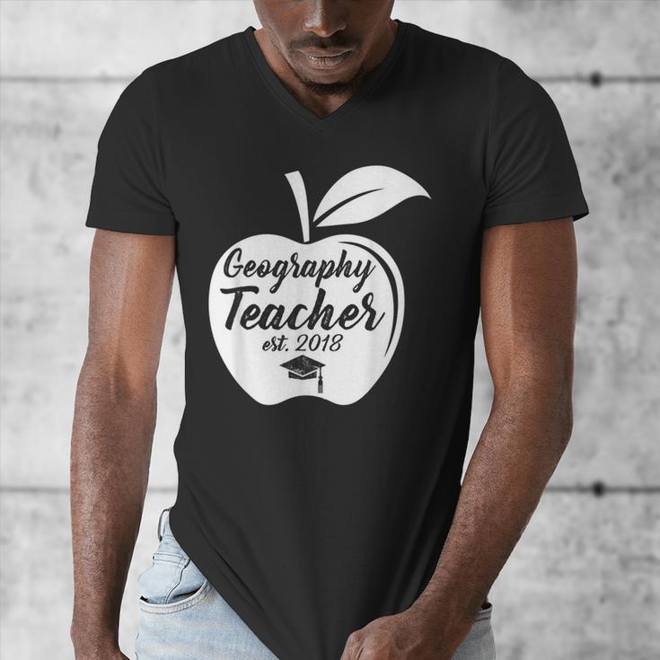 Geography Teacher Est 2018 School GraduationShirt Men's V-Neck T-Shirt