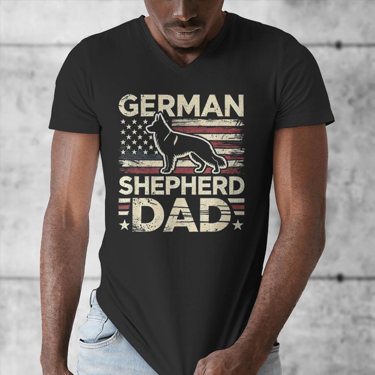 German Shepherd Dad Shirt American Flag German Shepherds Men's V-Neck T-Shirt