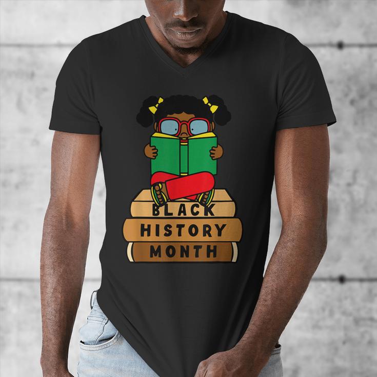 Girl Kid Reading Book Black History Month Bookworm Men's V-Neck T-Shirt Girl Kid Reading Book Black History Month Bookworm Men's V-Neck T-Shirt