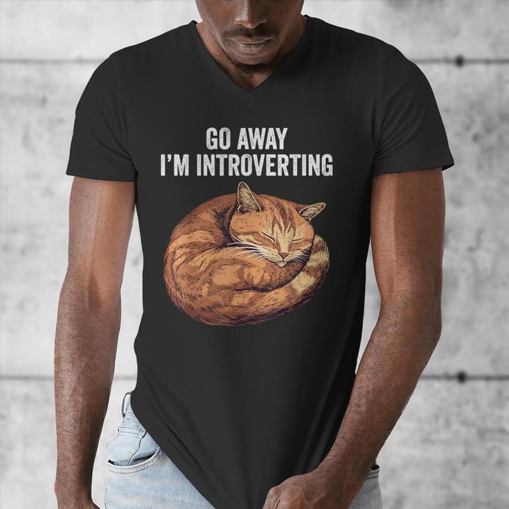 Go Away I'm Introverting Cat Introvert Men Women Girls Kids Men's V-Neck T-Shirt