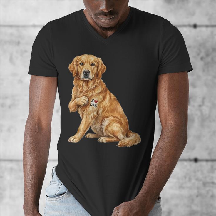 Golden Retriever I Love Dad Dog Dad Father's Day Men's V-Neck T-Shirt Golden Retriever I Love Dad Dog Dad Father's Day Men's V-Neck T-Shirt