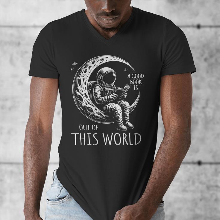 A Good Book Is Out Of This World Kids Reading Imagination Men's V-Neck T-Shirt A Good Book Is Out Of This World Kids Reading Imagination Men's V-Neck T-Shirt