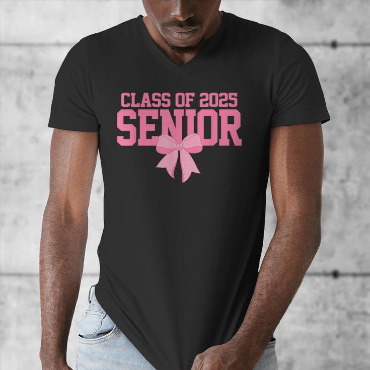 Graduate 2025 Class Of 2025 Senior Coquette Bow Graduation Men's V-Neck T-Shirt