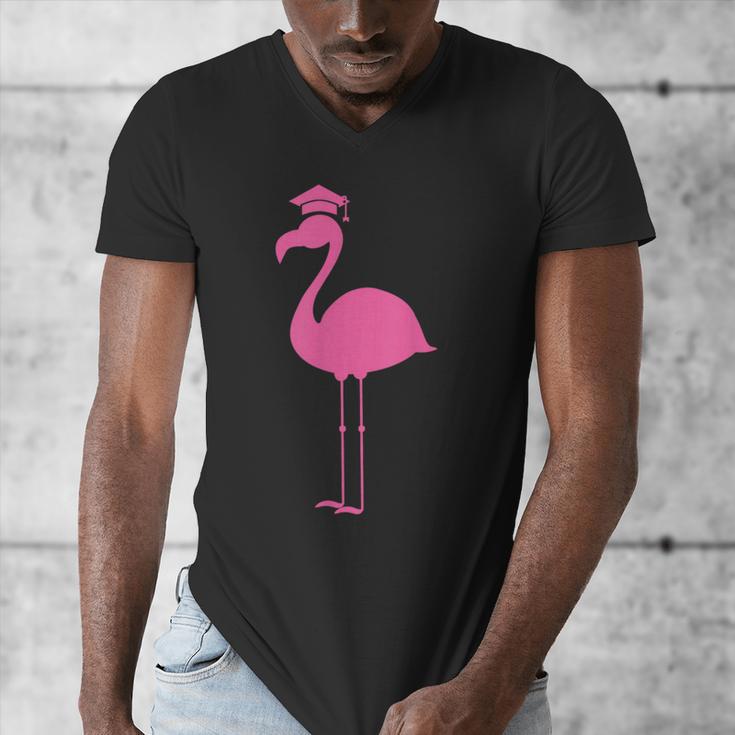 Graduate Cute Pink Flamingo Graduation Men's V-Neck T-Shirt