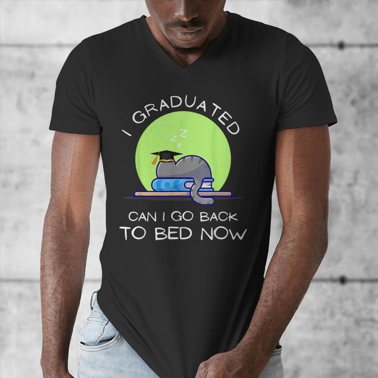 I Graduated Can I Go Back To Bed Now Cat Graduation For Men Women Girls Kids Men's V-Neck T-Shirt