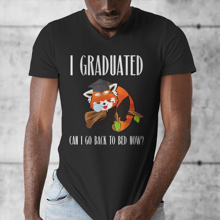 I Graduated Can I Go Back To Bed Sleepy Red Panda Graduation Men's V-Neck T-Shirt