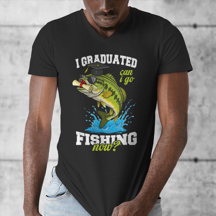 I Graduated Can I Go Fishing Now 2025 Graduation Fisher Men's V-Neck T-Shirt