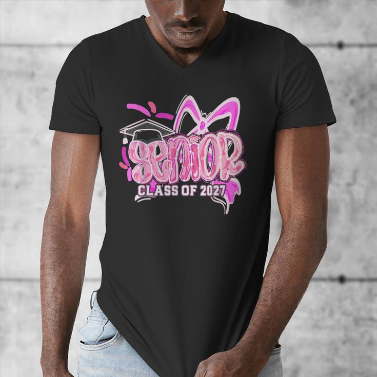 Graduation 2027 Senior 2027 Class Of 2027 Coquette Pink Girl Men's V-Neck T-Shirt
