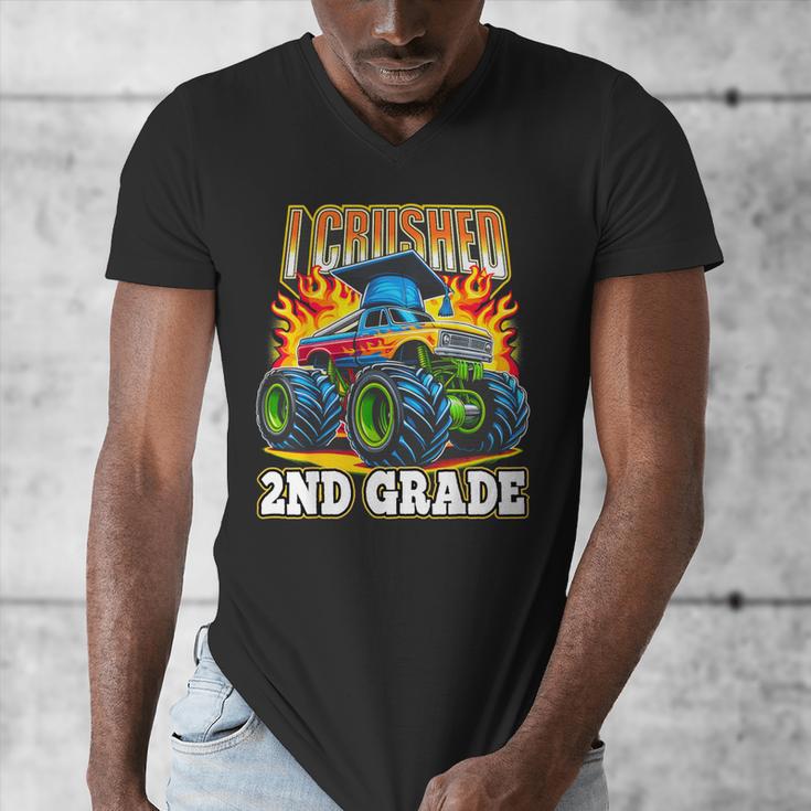 Graduation 2nd Grade Monster Truck Boys I Crushed Grad Men's V-Neck T-Shirt