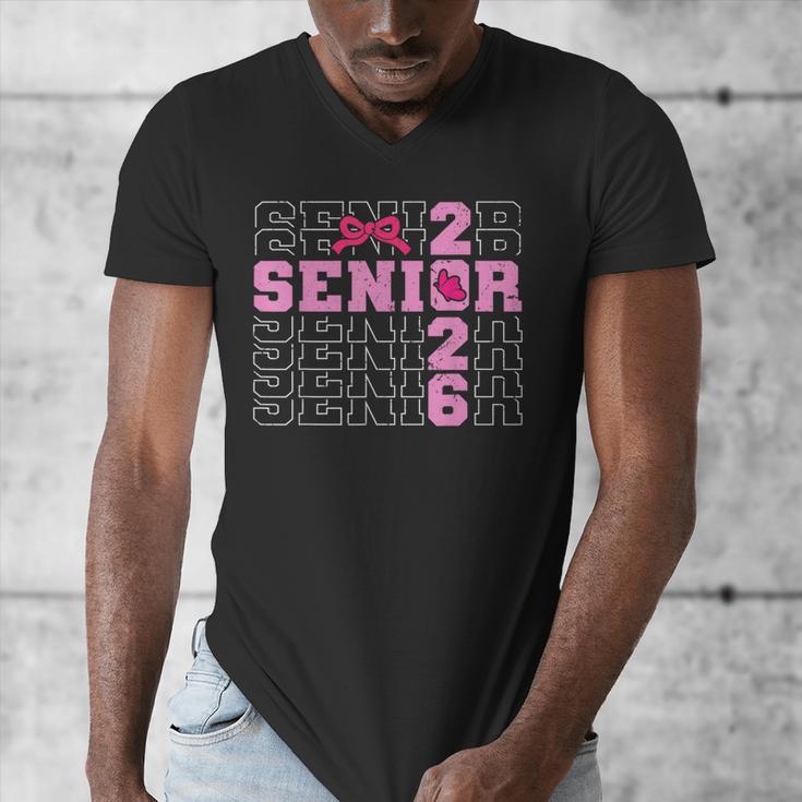Graduation Class Of 2026 Senior 2026 Pink Bow Coquette Men's V-Neck T-Shirt