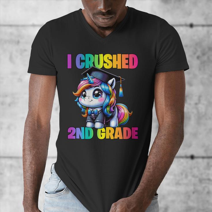Graduation I Crushed 2nd Grade Unicorn Girls Grad Magical Men's V-Neck T-Shirt
