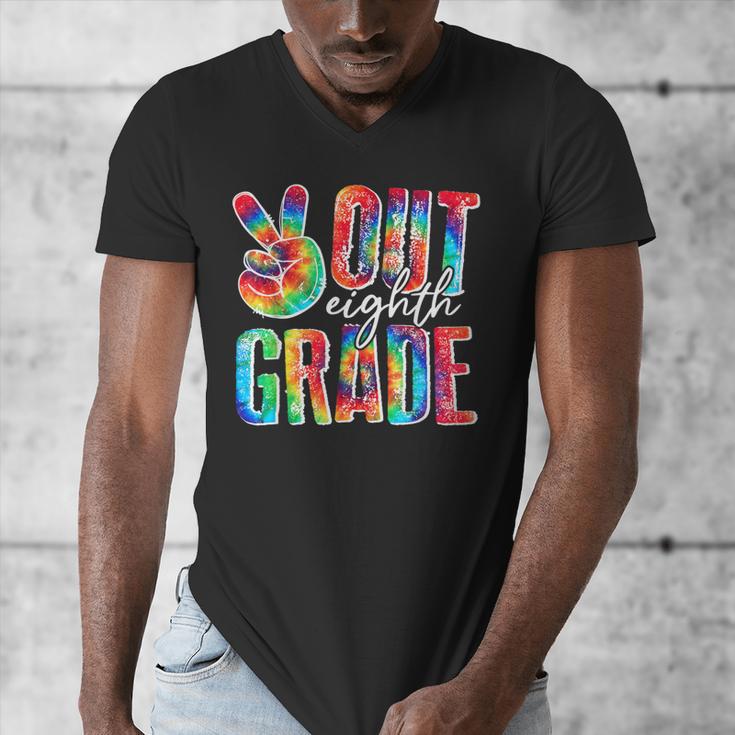 Graduation Peace Sign Out Eighth Grade Tie Dye Hippie Men's V-Neck T-Shirt