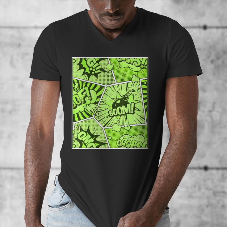 Green Comic Book Green Graphic Men's V-Neck T-Shirt Green Comic Book Green Graphic Men's V-Neck T-Shirt