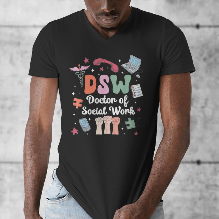 Groovy DSW Doctor Of Social Work Graduation DSW Graduate Men's V-Neck T-Shirt