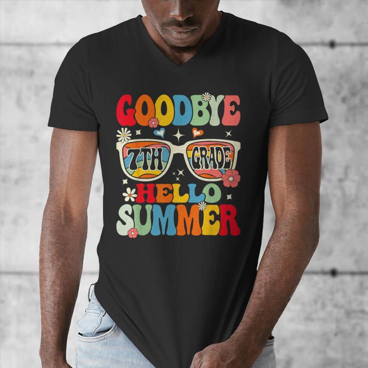 Groovy Goodbye 7th Grade Graduation Hello Summer Kids Men's V-Neck T-Shirt