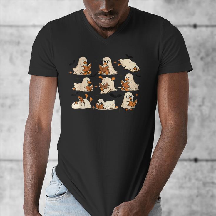Halloween Ghost Book Lover Men's V-Neck T-Shirt