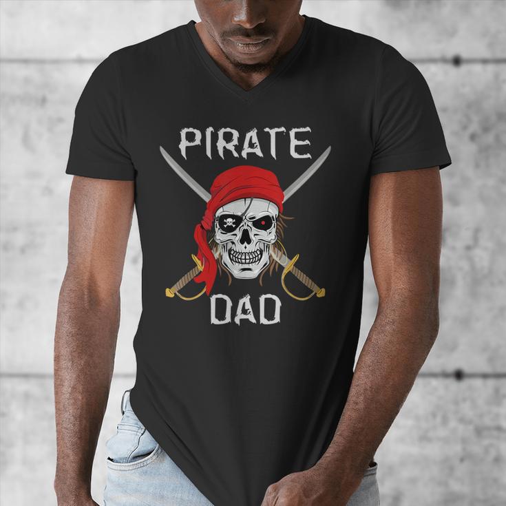 Halloween Pirate Skull Apparel Pirate Dad V-Neck Short Sleeve Cotton 100 T-Shirt Small Men's V-Neck T-Shirt