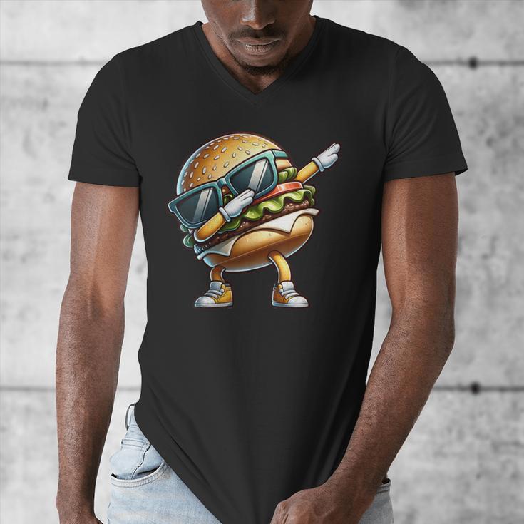 Hamburger Dabbing Kids Men Women Dab Dance Cheeseburgers Dad Men's V-Neck T-Shirt