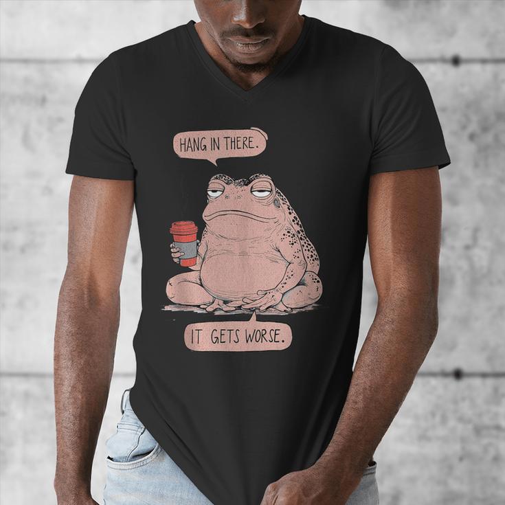 Hang In There It Gets Worse Introverts Anti Valentines Day Men's V-Neck T-Shirt Hang In There It Gets Worse Introverts Anti Valentines Day Men's V-Neck T-Shirt