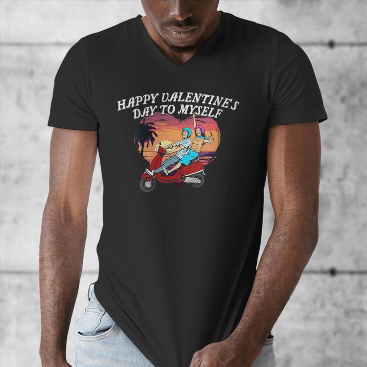 Happy Valentines Day To Myself Introvert Humor Men's V-Neck T-Shirt