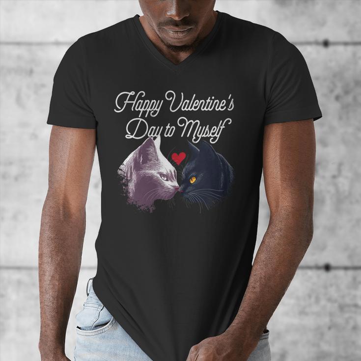 Happy Valentines Day Self Introvert Humor Antisocial Men's V-Neck T-Shirt