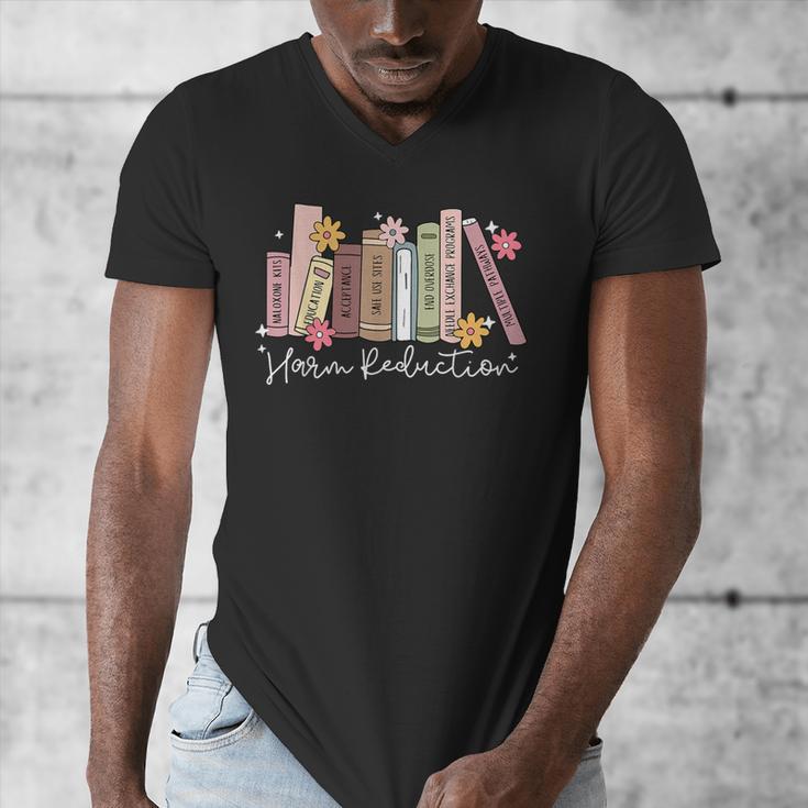 Harm Reduction Floral Book Overdose Awareness Nurse Men's V-Neck T-Shirt Harm Reduction Floral Book Overdose Awareness Nurse Men's V-Neck T-Shirt