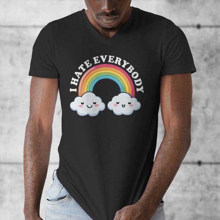 I Hate Everybody Rainbow Sarcastic Grumpy Introvert Men's V-Neck T-Shirt I Hate Everybody Rainbow Sarcastic Grumpy Introvert Men's V-Neck T-Shirt