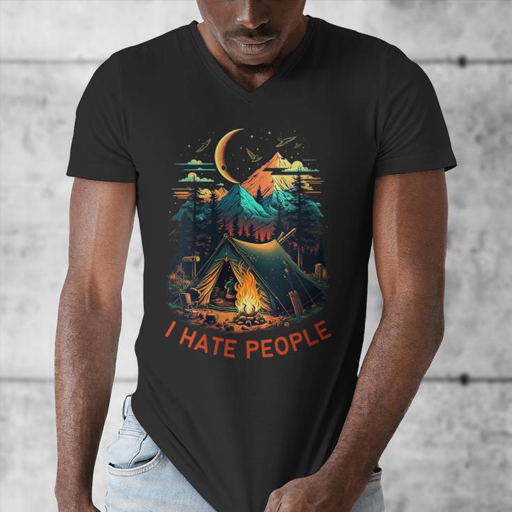 I Hate People Id Rather Be Camping Sarcastic Introvert Men's V-Neck T-Shirt I Hate People Id Rather Be Camping Sarcastic Introvert Men's V-Neck T-Shirt