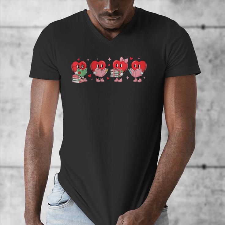 Heart Reading Books Valentine Teacher Library Book Lover Men's V-Neck T-Shirt Heart Reading Books Valentine Teacher Library Book Lover Men's V-Neck T-Shirt
