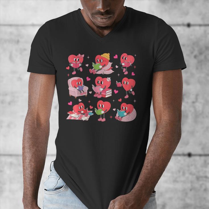 Hearts Reading Book Lovers All Booked For Valentine Men's V-Neck T-Shirt