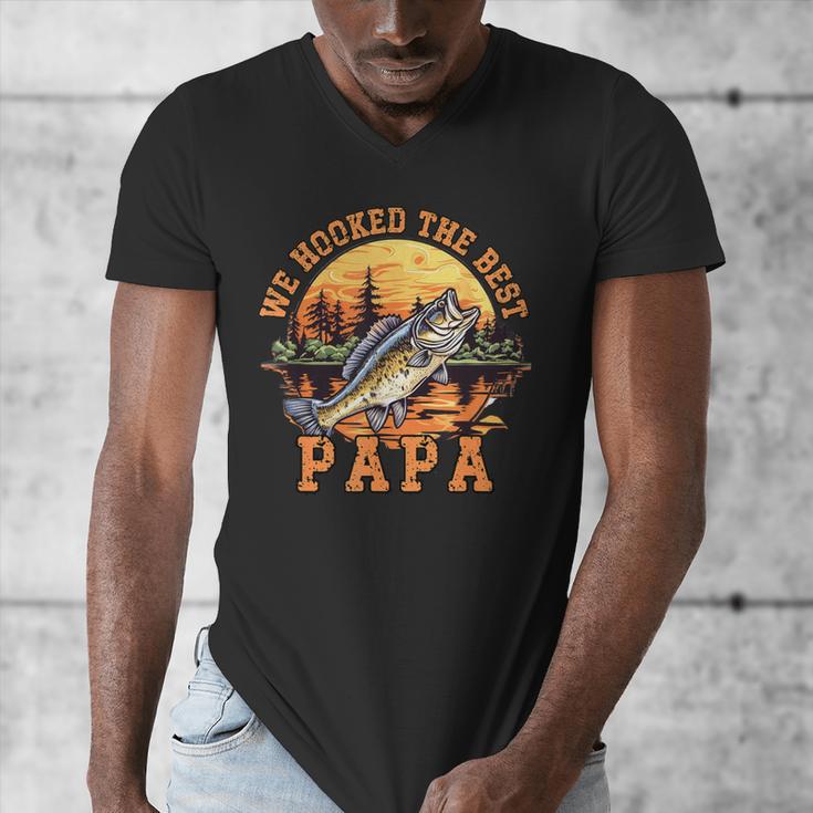 We Hooked The Best Papa Ever Fishing Dad Papa's Day Men's V-Neck T-Shirt