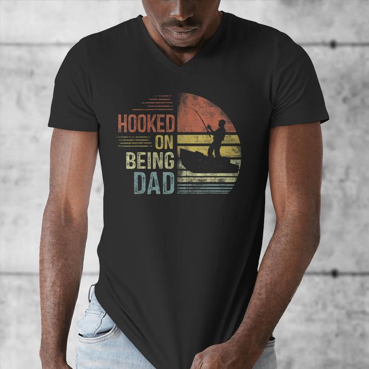 Hooked On Being Dad Fishing Dad Father's Day Men's V-Neck T-Shirt