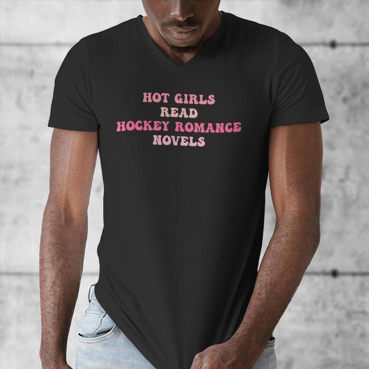 Hot Girls Read Hockey Romance Novels Book Lovers Men's V-Neck T-Shirt Hot Girls Read Hockey Romance Novels Book Lovers Men's V-Neck T-Shirt