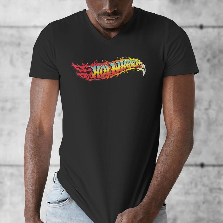 Hot Wheels Comic Book Fire Logo Men's V-Neck T-Shirt Hot Wheels Comic Book Fire Logo Men's V-Neck T-Shirt