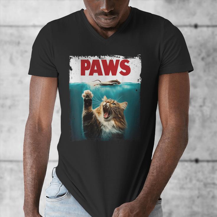 Humorous Paws Parody Cat Mouse For Cat Lover Cat Mom Cat Dad Men's V-Neck T-Shirt