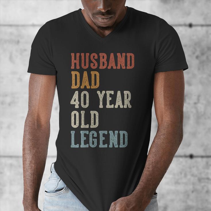 Husband Dad 40 Year Old Legend 40th Birthday Men's V-Neck T-Shirt Husband Dad 40 Year Old Legend 40th Birthday Men's V-Neck T-Shirt