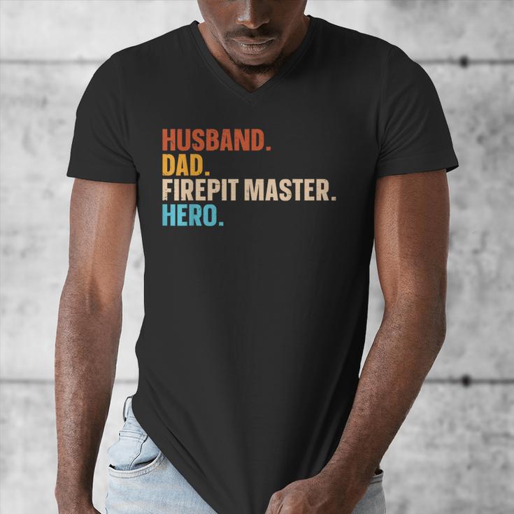 Husband Dad Firepit Master Hero Men's V-Neck T-Shirt Husband Dad Firepit Master Hero Men's V-Neck T-Shirt