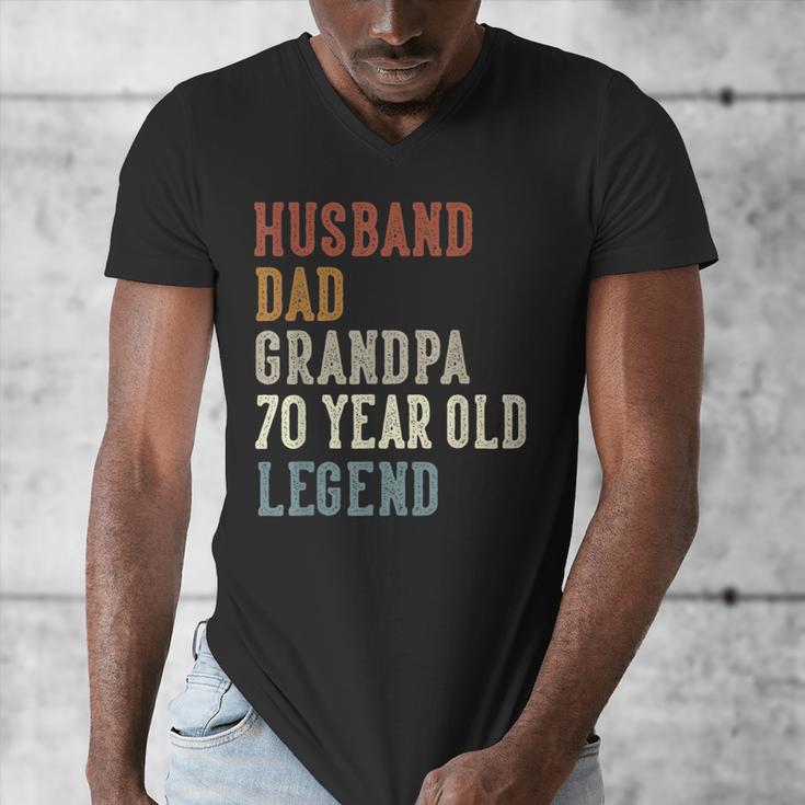 Husband Dad Grandpa 70 Year Old Legend 70th Birthday Men's V-Neck T-Shirt