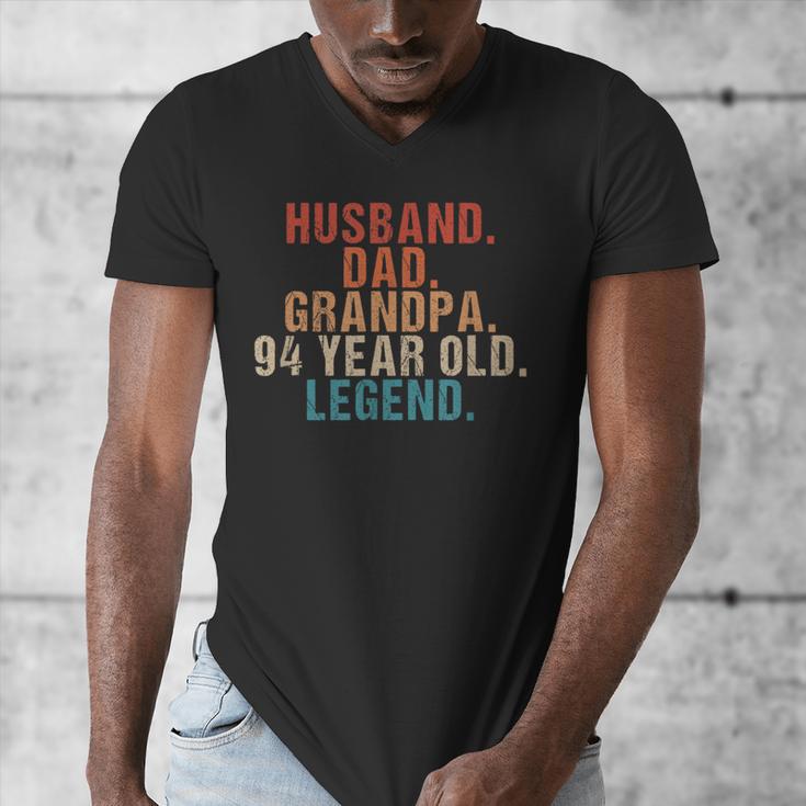 Husband Dad Grandpa 94 Year Old Legend 94th Bday Men Men's V-Neck T-Shirt