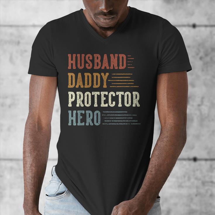 Husband Daddy Protector Hero For Dad Father's Day Men's V-Neck T-Shirt