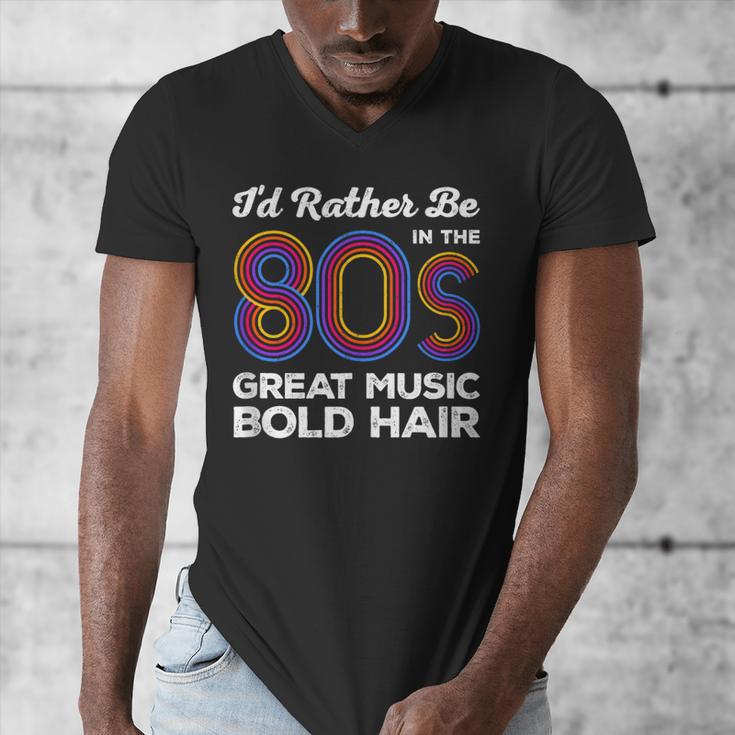 I'd Rather Be In The 80s Iconic Music Nostalgia Vintage Men's V-Neck T-Shirt