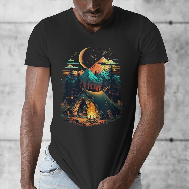 Id Rather Be Camping Great Outdoors Love Glamping Introvert Men's V-Neck T-Shirt Id Rather Be Camping Great Outdoors Love Glamping Introvert Men's V-Neck T-Shirt