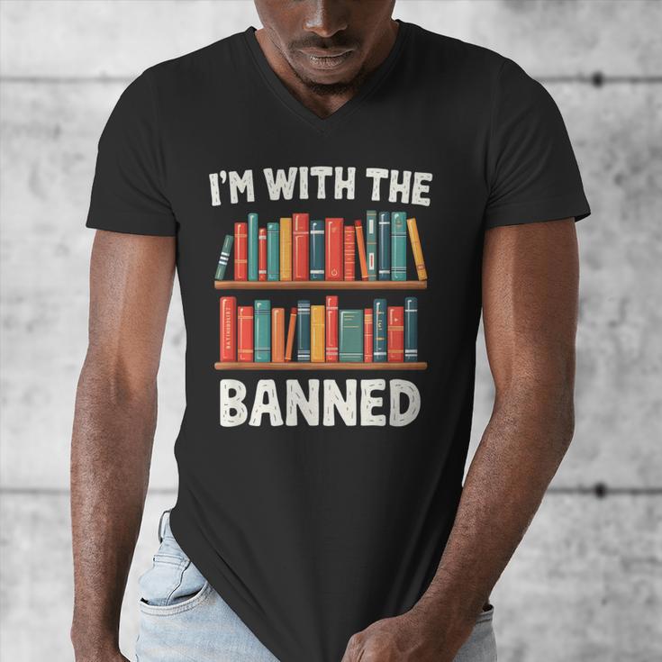 I'm With The Banned Librarian Banned Book Lover Reader Men's V-Neck T-Shirt