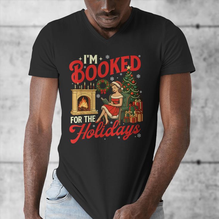 I'm Booked For The Holidays Christmas Reading Bookworm Xmas Men's V-Neck T-Shirt