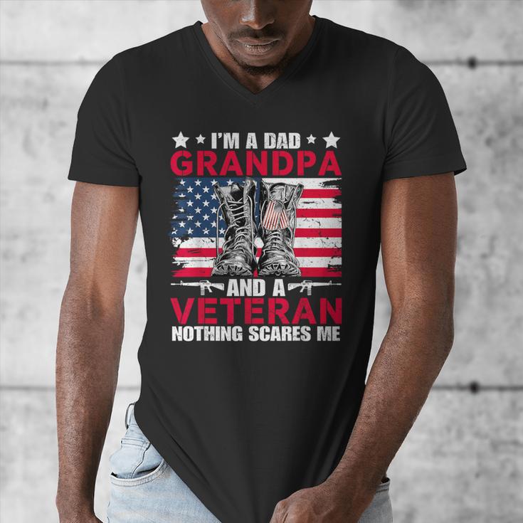 I'm A Dad Grandpa And Veteran Papa Grandpa Fathers Day Men Men's V-Neck T-Shirt