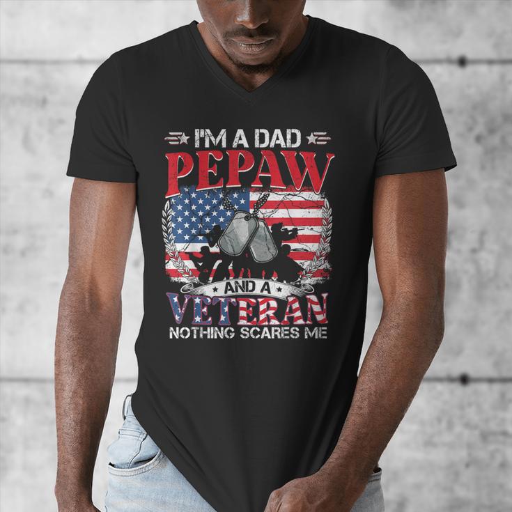 I'm Dad Pepaw Veteran Nothing Scares Me Father's Day Men's V-Neck T-Shirt