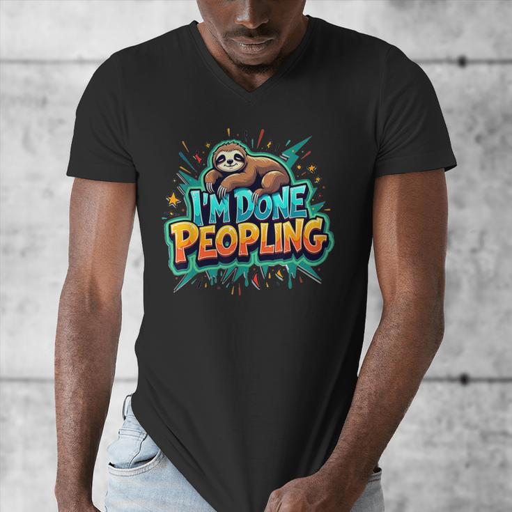 I'm Done Peopling Introvert Sloth Men's V-Neck T-Shirt I'm Done Peopling Introvert Sloth Men's V-Neck T-Shirt